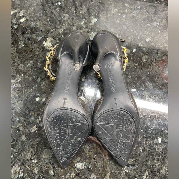 Sam & Libby SZ 6 Snakeskin Look High Heals with Gold Metallic Black Gorgeous - Picture 6 of 7